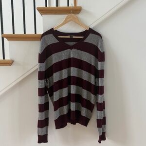 Harrison 100% Cashmere Burgundy V-neck Sweater XXL